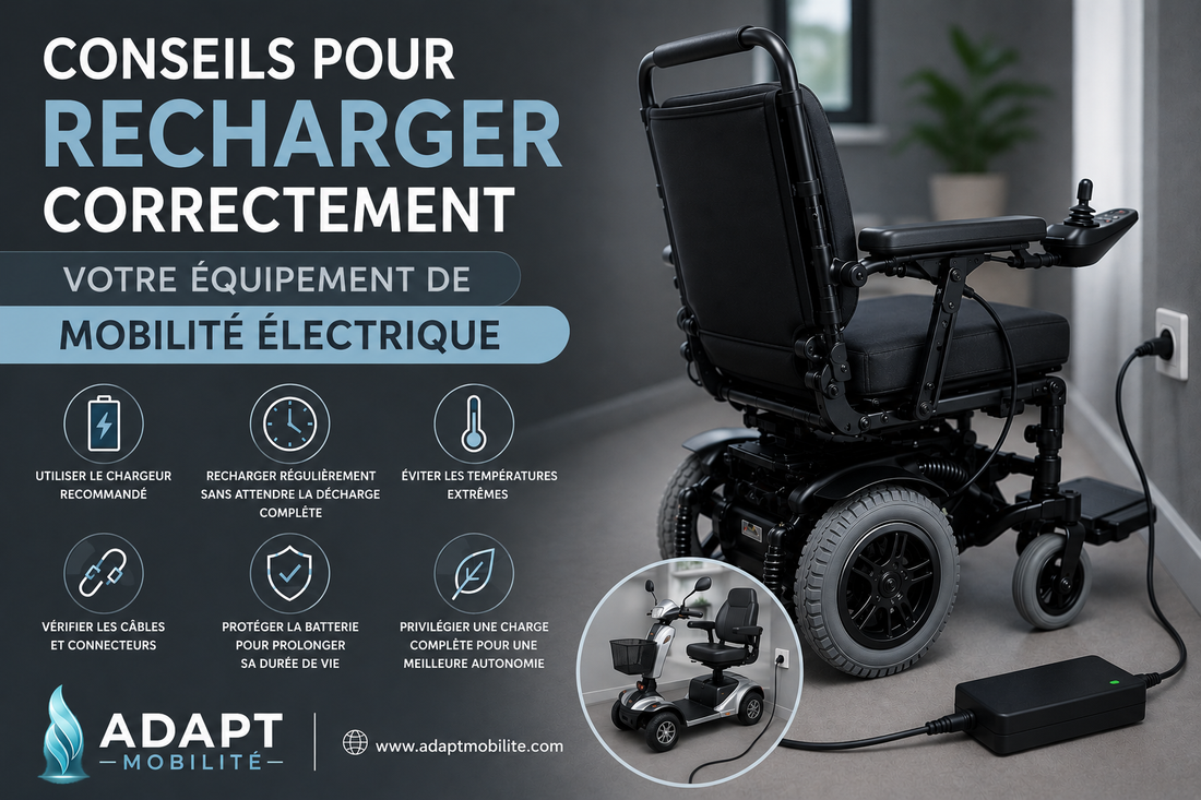 Conseils pour recharger correctement un fauteuil roulant électrique et un scooter PMR afin de préserver l’autonomie de la batterie