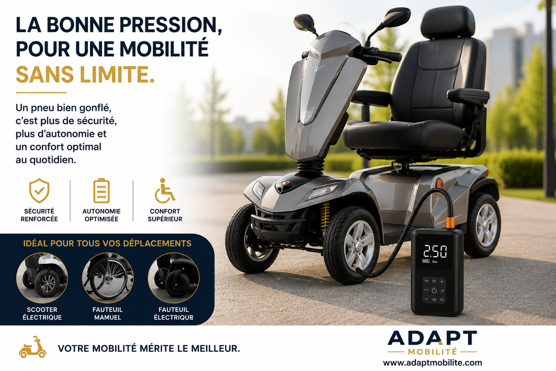 Pression des pneus : conseils pour fauteuils et scooters électriques