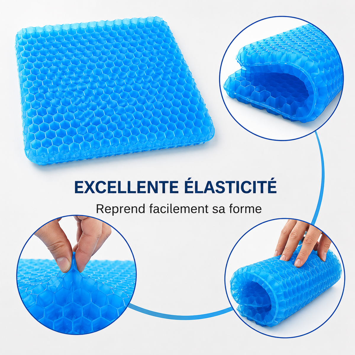 Coussin d’assise en gel respirant à structure nid d’abeille