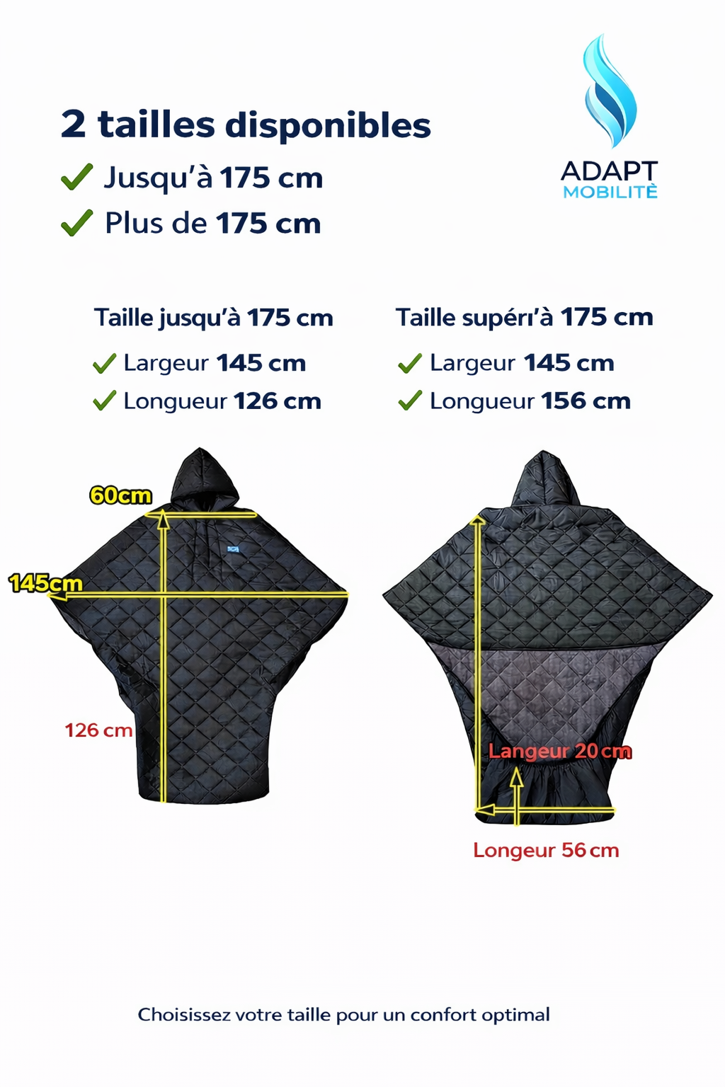 Couverture chauffante intégrale fauteuil roulant ADAPT MOBILITE