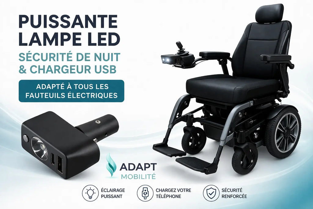 Lampe LED pour Fauteuil Électrique avec Chargeur USB – Sécurité de Nuit ADAPTA