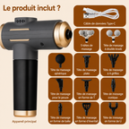 Pistolet de massage avec 11 embouts et câble USB Type-C