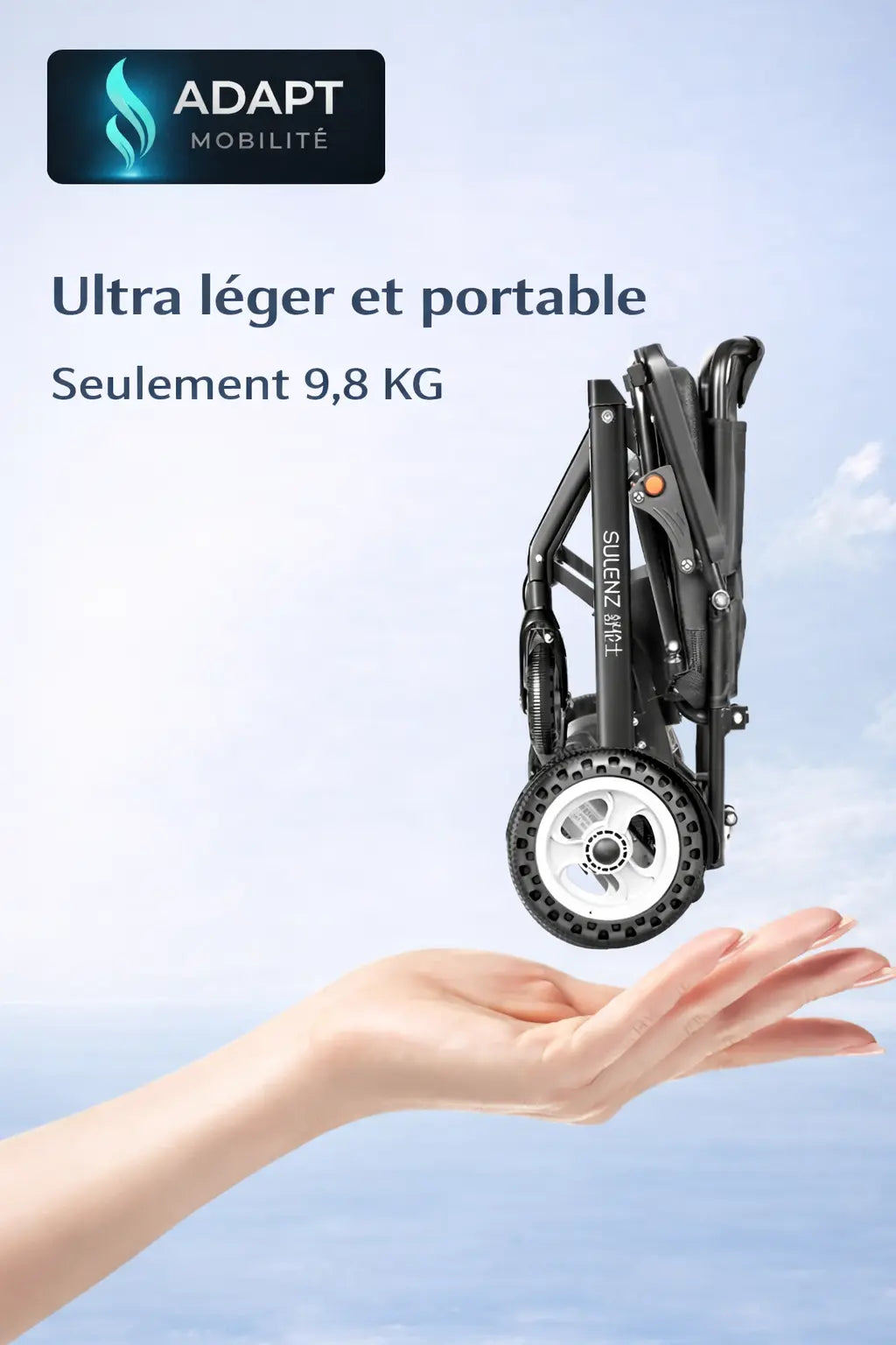 Fauteuil roulant électrique pliant ultra léger – 9,8 kg ADAPT MOBILITE