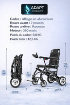 Fauteuil roulant électrique pliant ultra léger – 9,8 kg ADAPT MOBILITE