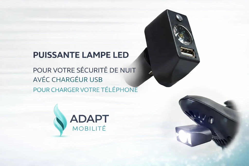 Lampe LED pour Fauteuil Électrique avec Chargeur USB – Sécurité de Nuit ADAPTA