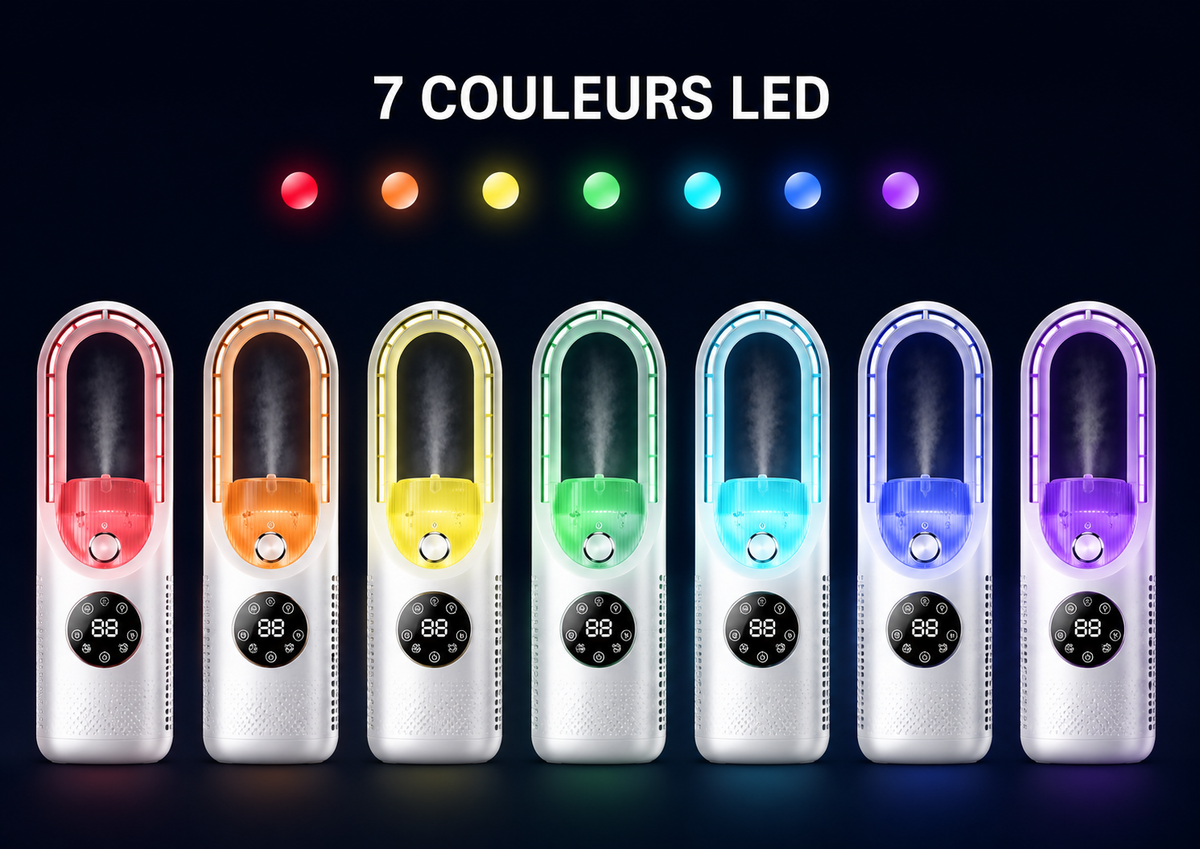 Ventilateur brumisateur USB disponible en 7 couleurs