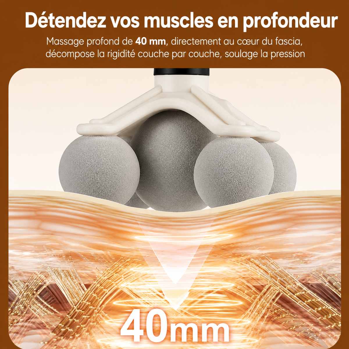 Pistolet de massage avec embout pour massage profond de 40 mm