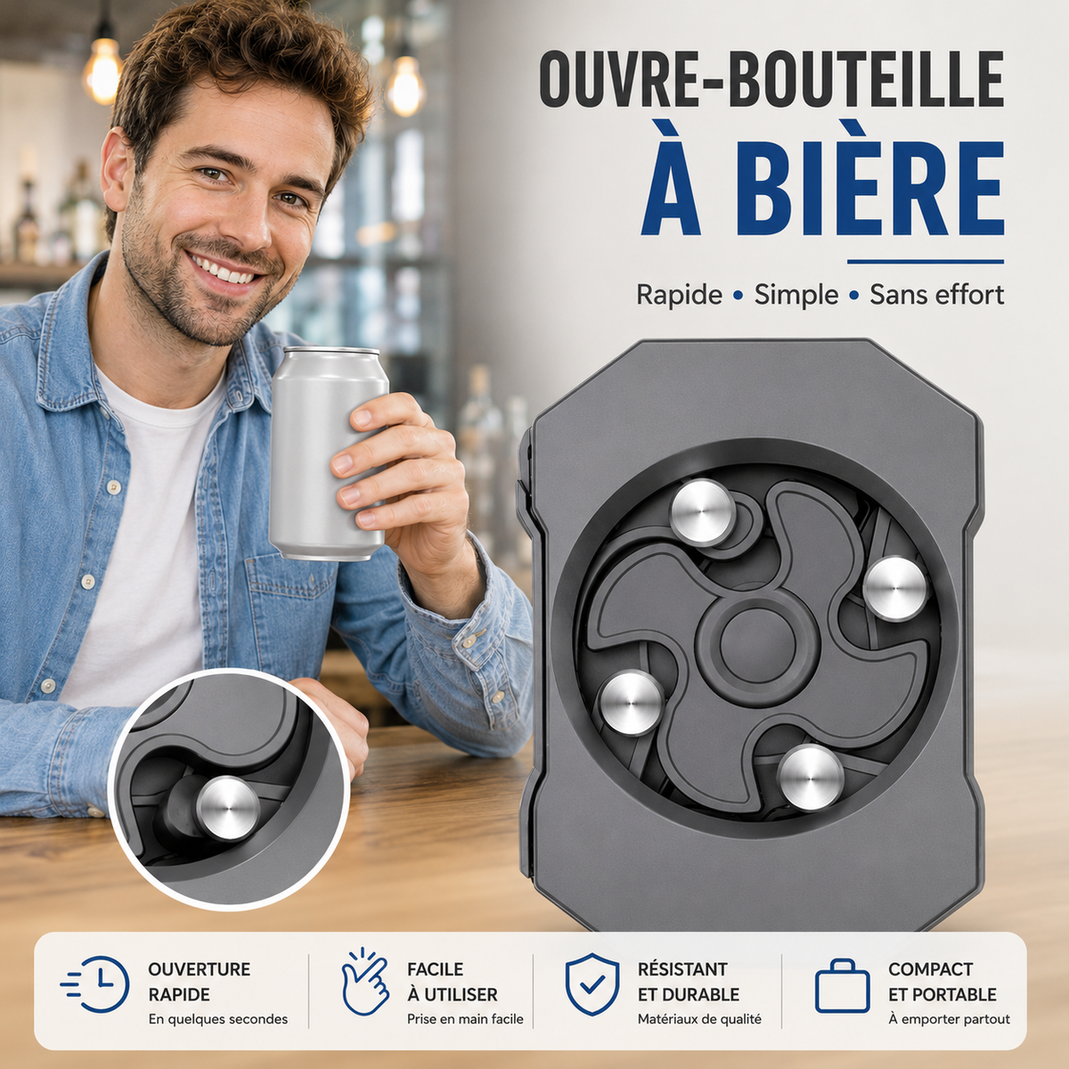 Ouvre-Canette Multifonction – Ouvre-Boîte Portable ADAPT Mobilité