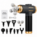 Pistolet de massage noir avec 11 embouts interchangeables