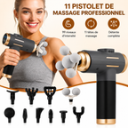Pistolet de massage musculaire avec 11 embouts interchangeables