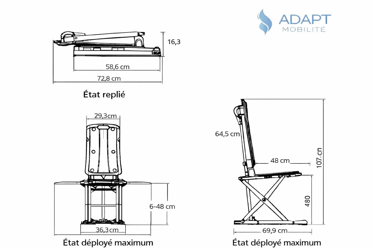 Siège élévateur de bain électrique pliable ADAPT MOBILITE