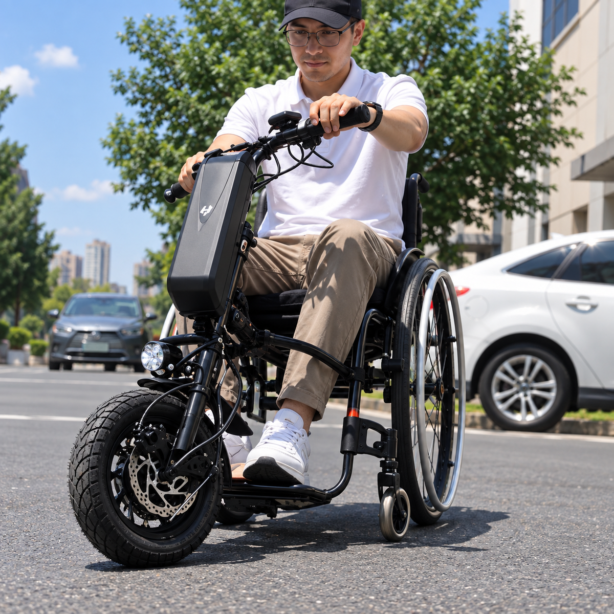 Accessoires et système de fixation du handbike électrique