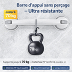 Dimensions barre d’appui douche ventouse 42 cm sans perçage sécurité salle de bain ADAPT Mobilité