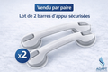 Dimensions barre d’appui douche ventouse 42 cm sans perçage sécurité salle de bain ADAPT Mobilité