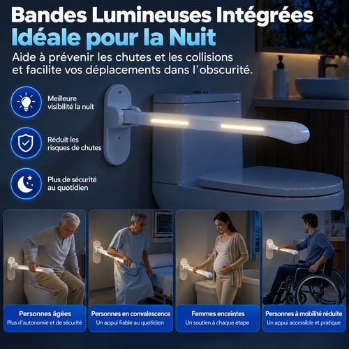 Barre d’appui avec bandes lumineuses pour une meilleure visibilité la nuit