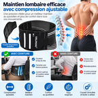 Détails de la ceinture lombaire renforcée avec matière respirante et fermeture auto-agrippante