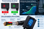 Voyant LED rouge pendant la charge et vert lorsque la charge est terminée