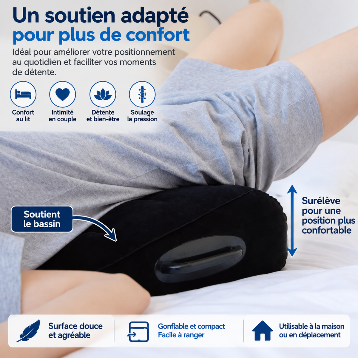 Coussin de positionnement gonflable – Confort, couple & intimité ADAPT Mobilité