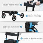 Déambulateur avec siège pliable – rollator sécurisé avec frein ADAPT MOBILITE