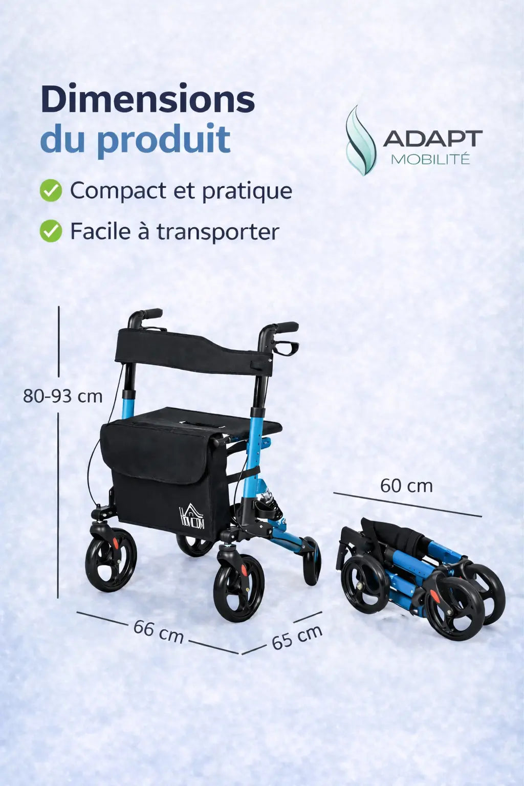 Déambulateur avec siège pliable – rollator sécurisé avec frein ADAPT MOBILITE
