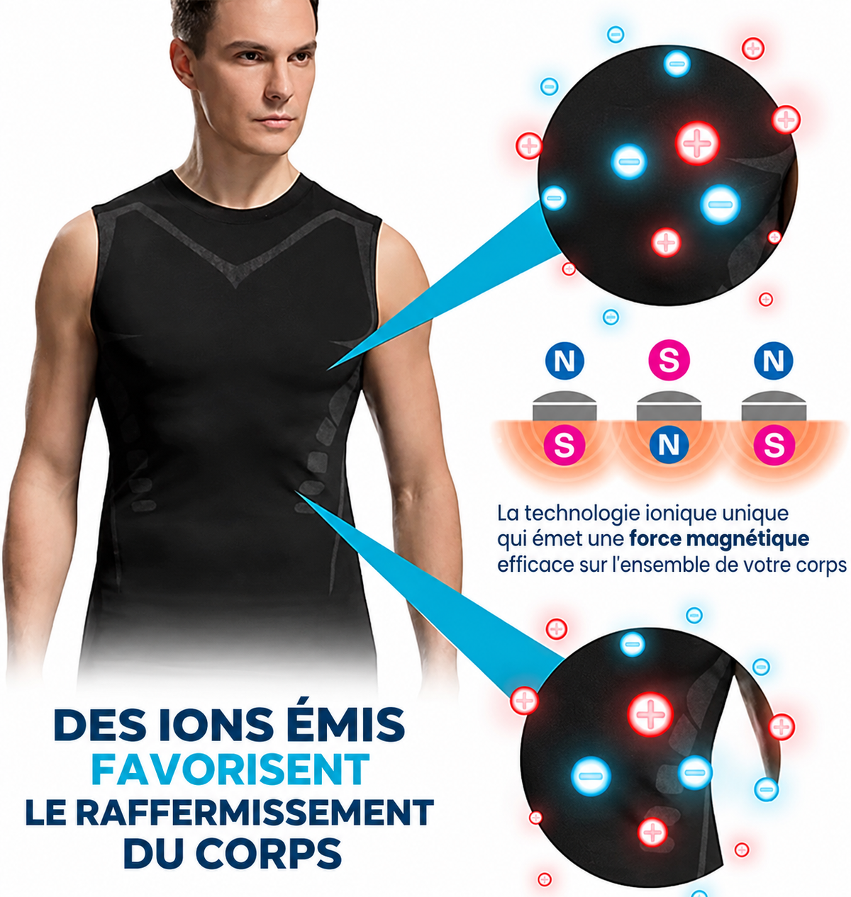 Débardeur gainant homme avec zones de compression pour le maintien du torse et du dos