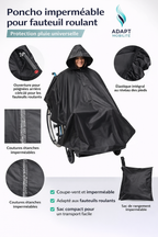 Poncho imperméable pour fauteuil roulant – Protection pluie universelle ADAPT MOBILITE