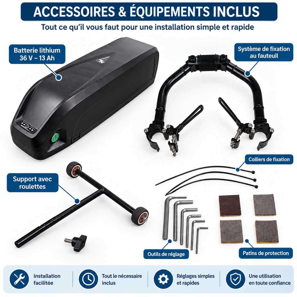 Écran LCD et commandes du handbike électrique pour fauteuil roulant