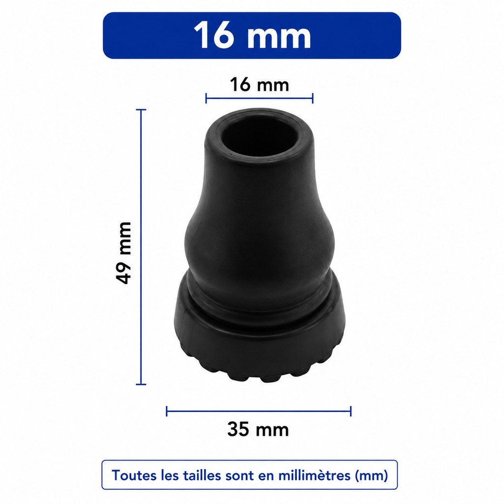 Embout de canne de marche senior diamètre 16 mm