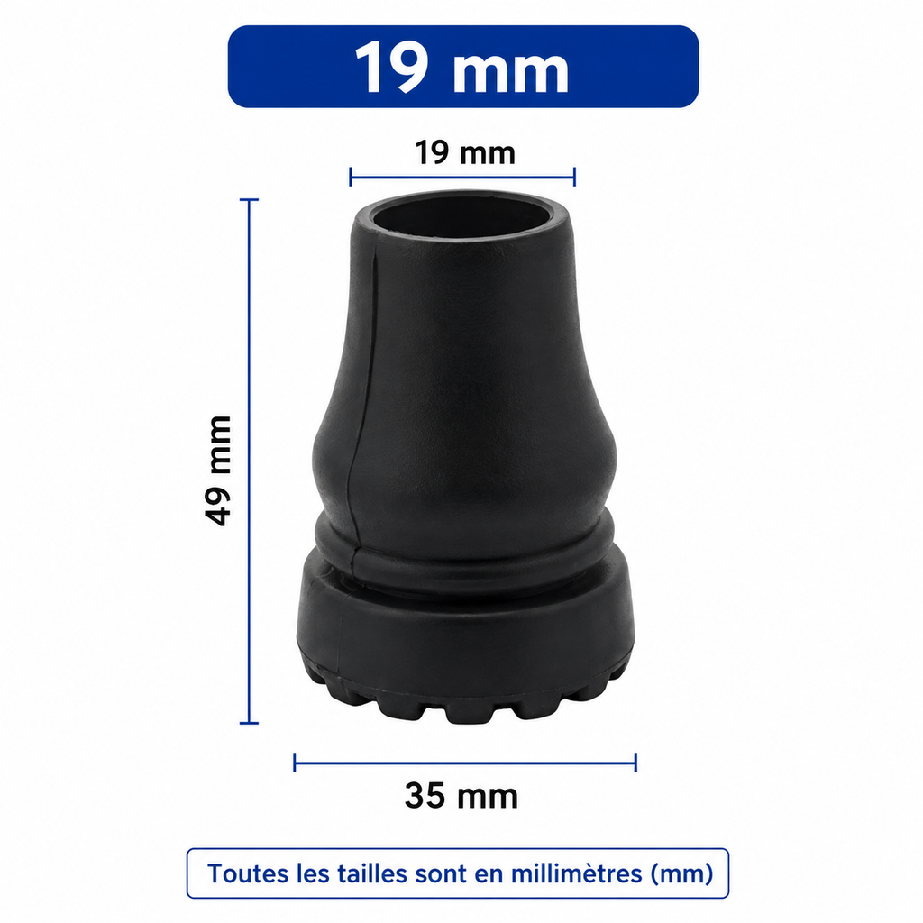 Embout de canne de marche senior diamètre 19 mm