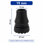 Embout de canne de marche senior diamètre 19 mm