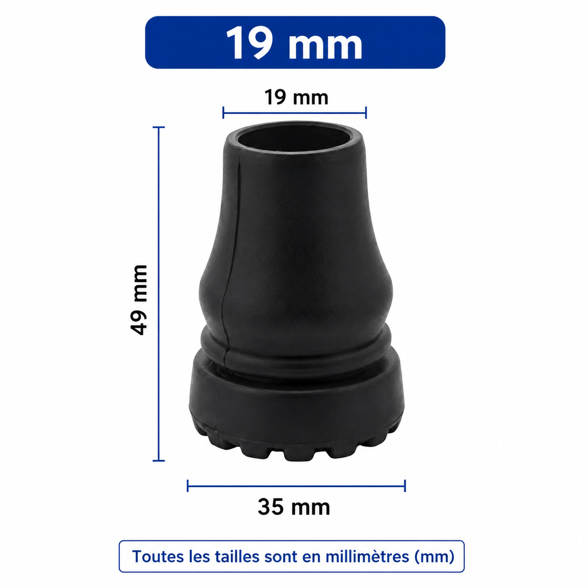 Embout de canne de marche senior diamètre 19 mm