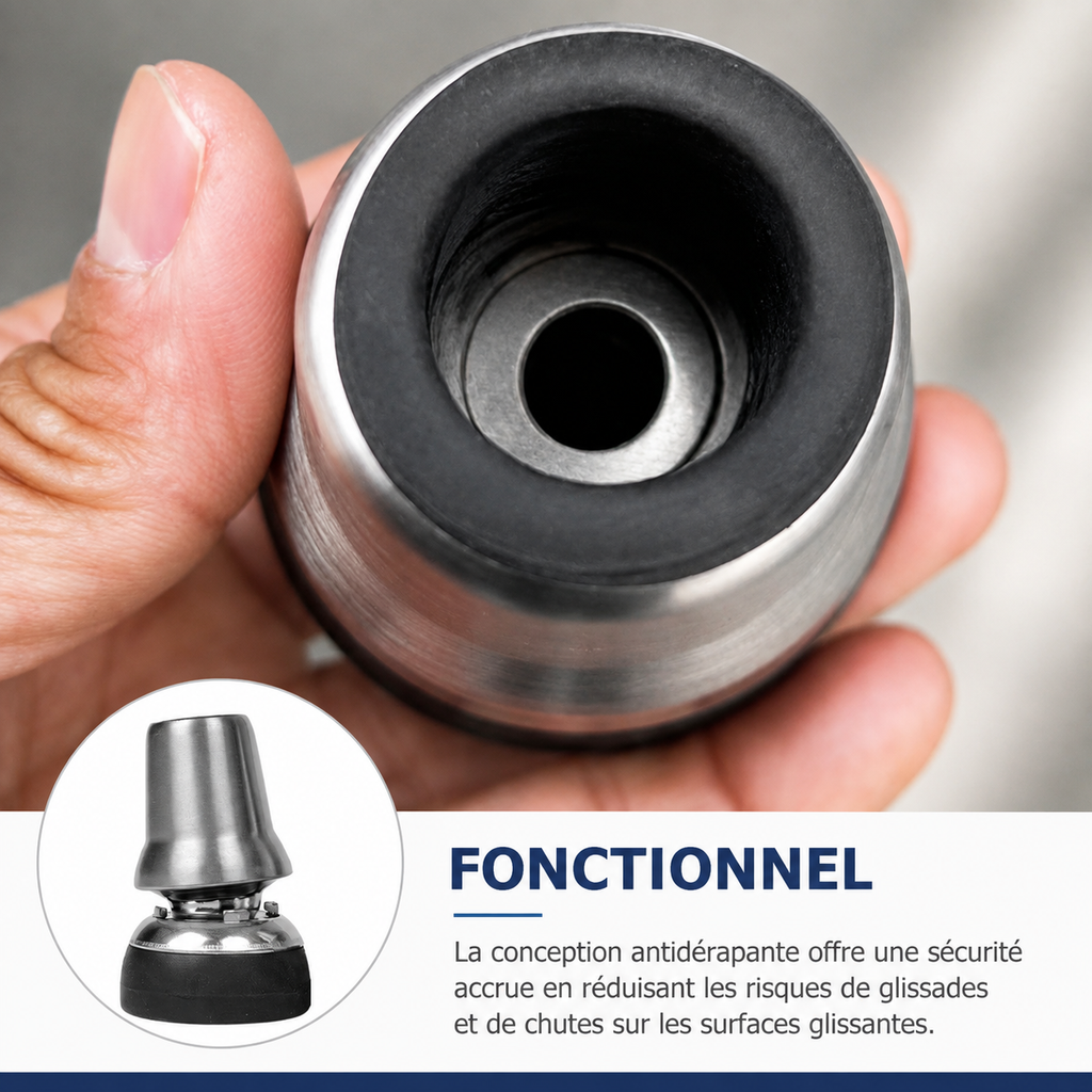 Embout de canne en acier 22 mm articulé à 360 degrés
