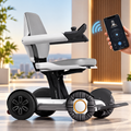 Fauteuil électrique pliable compact blanc avec commande intégrée