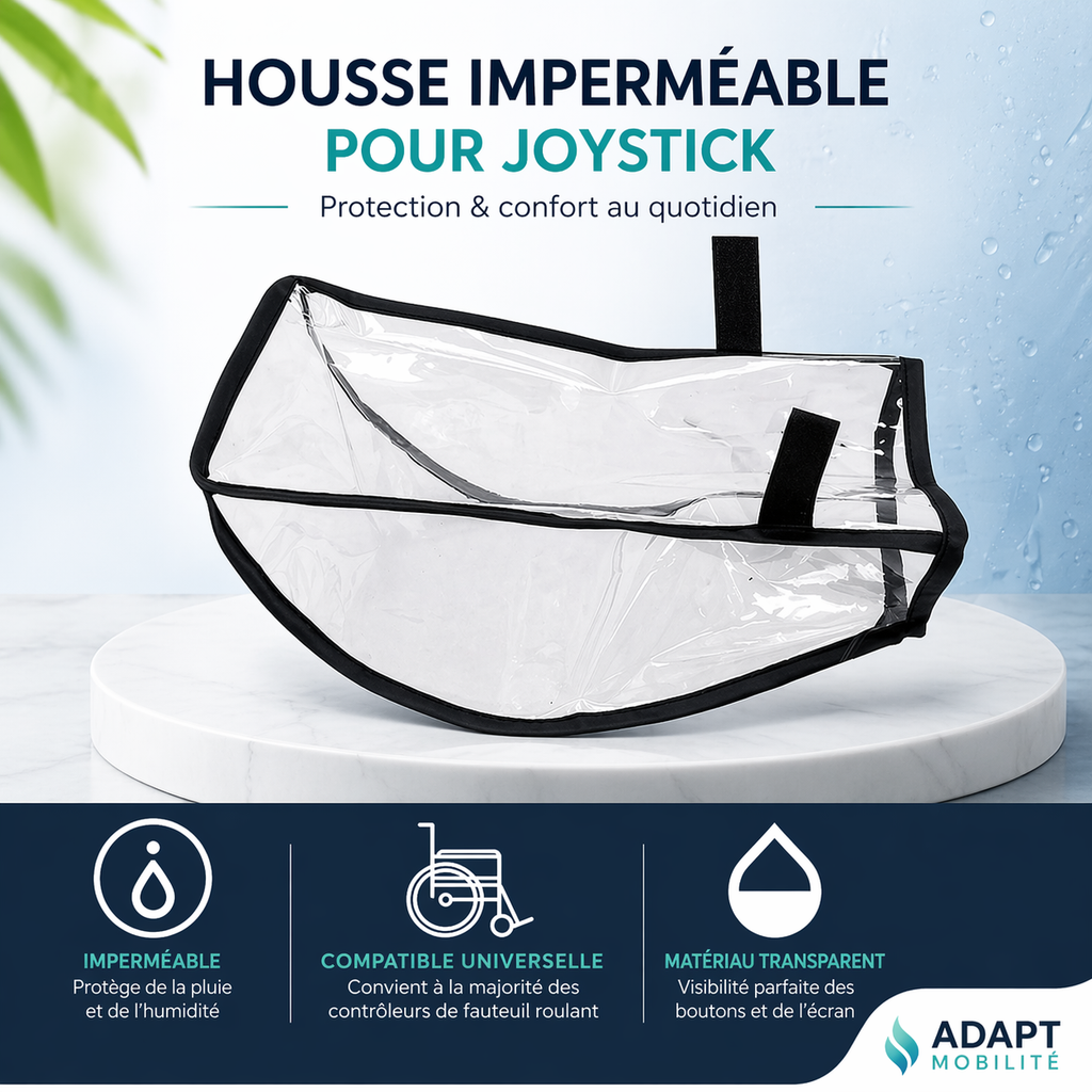 Housse imperméable pour joystick de fauteuil roulant électrique transparente – protection contre la pluie et l’humidité