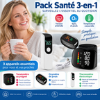 Kit 3-en-1 avec tensiomètre au poignet, oxymètre SpO2 et thermomètre infrarouge