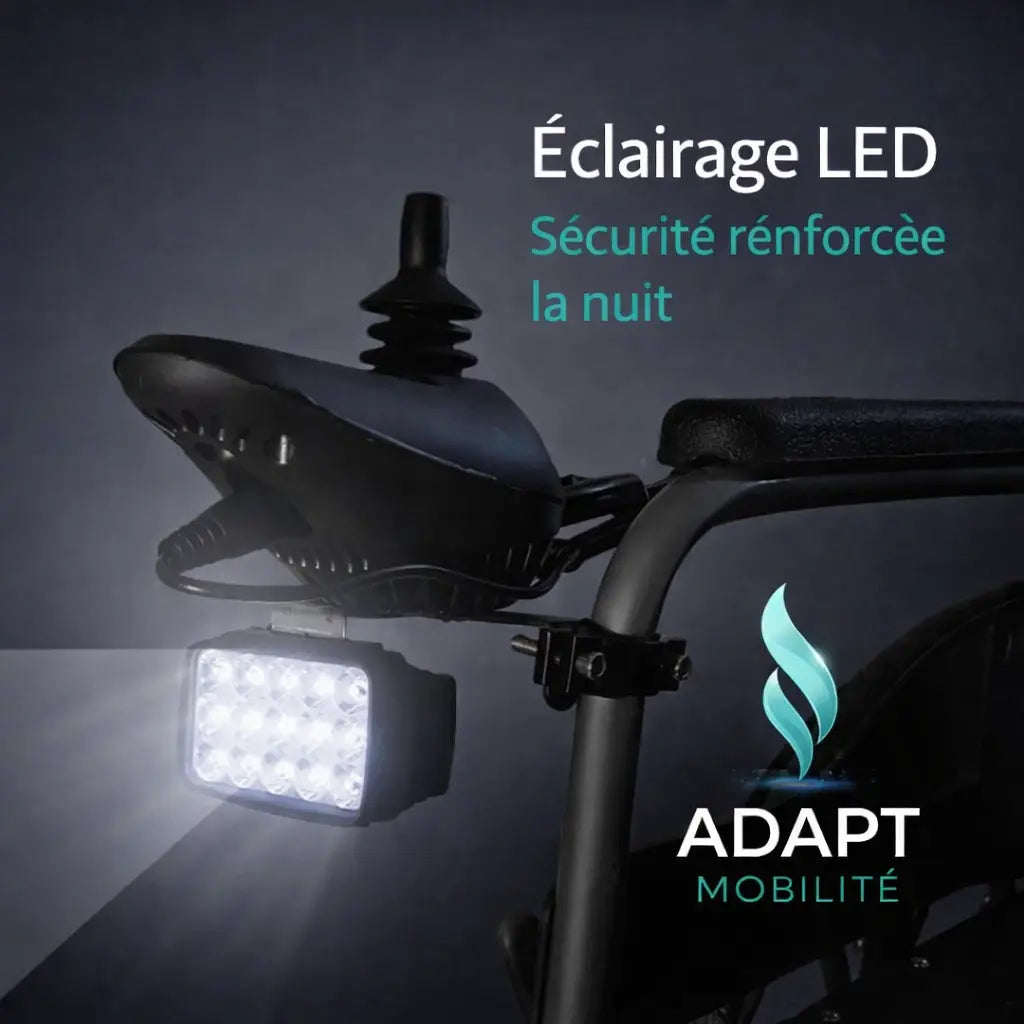 Éclairage LED Fauteuil Roulant Électrique – Puissance & Sécurité Nocturne ADAPT MOBILITE