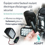 Éclairage LED Fauteuil Roulant Électrique – Puissance & Sécurité Nocturne ADAPT MOBILITE