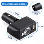 Dimensions de la lampe LED avec connecteur XLR pour fauteuil roulant électrique