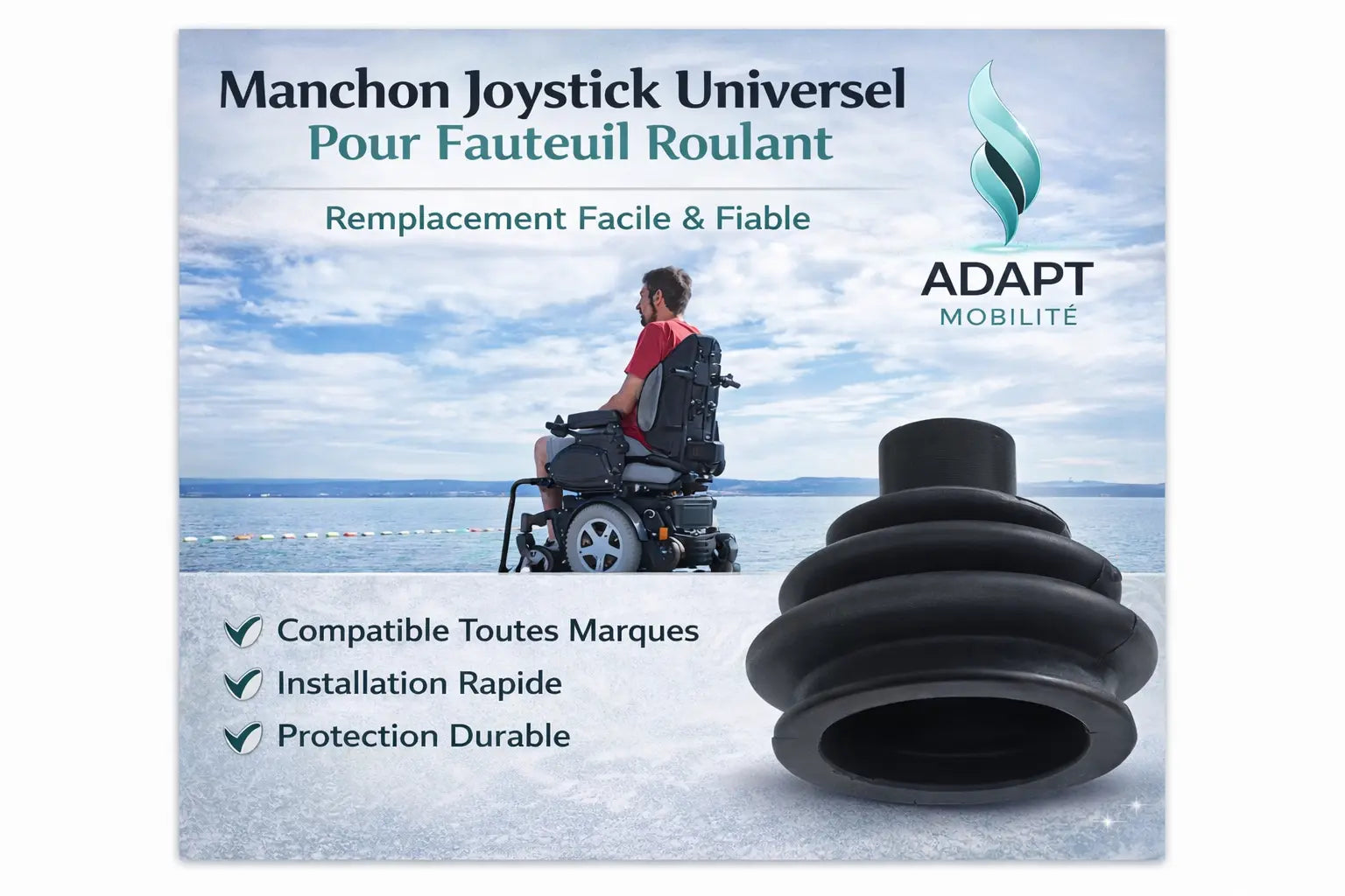 Guêtre / Soufflet de Joystick (Manchon) pour Fauteuil Roulant Électrique ADAPT MOBILITE