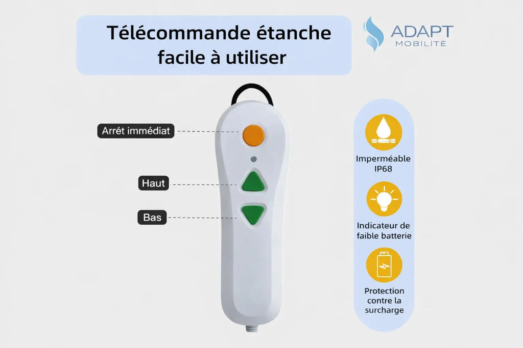 Siège élévateur de bain électrique pliable ADAPT MOBILITE