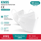 Masque KN95 FFP2 Lot de 50 – Masque respiratoire 4 couches ≥95 % – Plusieurs couleurs ADAPT Mobilité