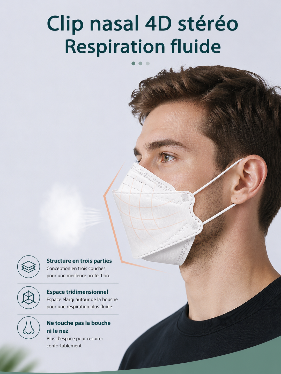 Masque KN95 FFP2 Lot de 50 – Masque respiratoire 4 couches ≥95 % – Plusieurs couleurs ADAPT Mobilité