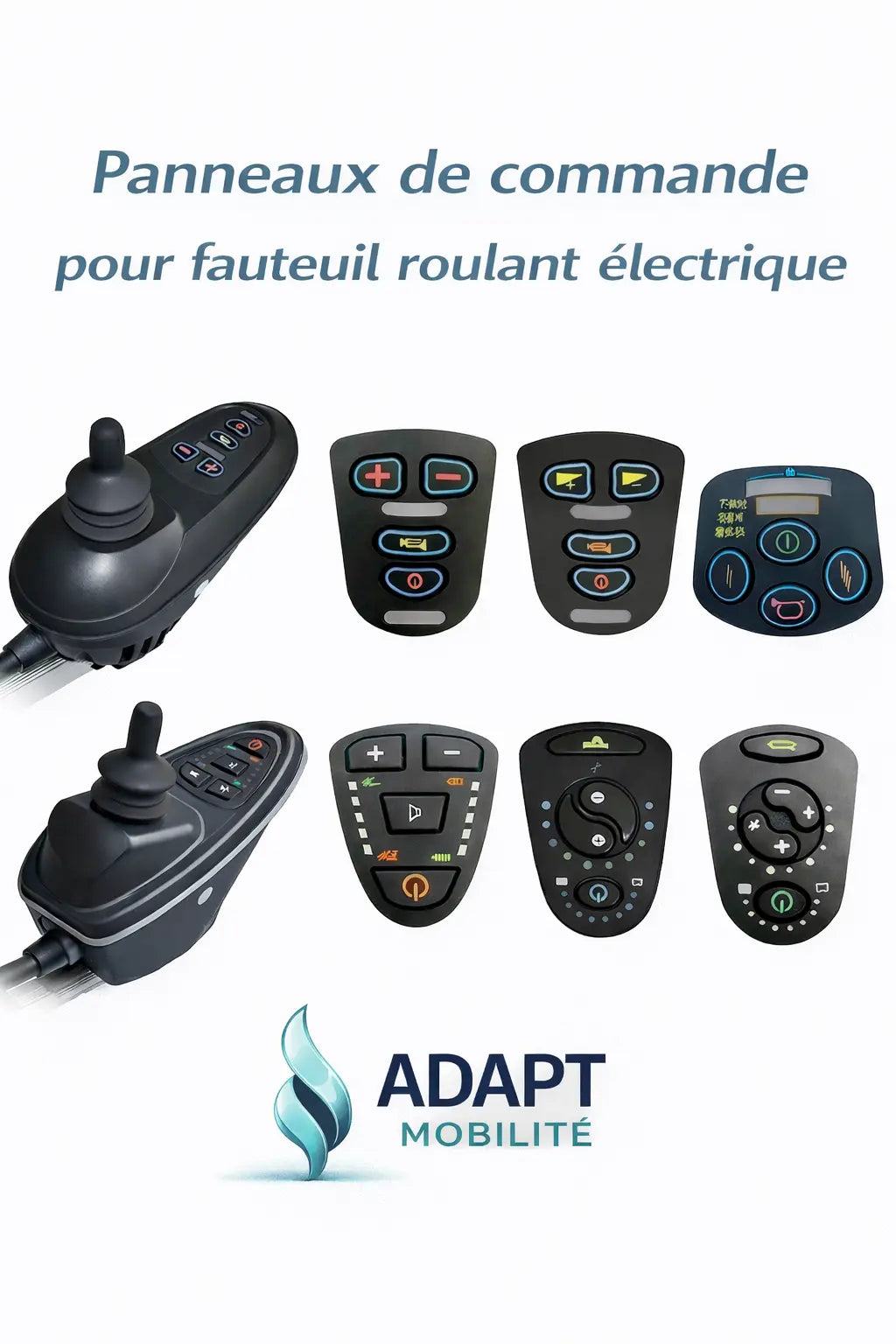 Panneau de commande joystick fauteuil roulant électrique – Adhésif 3M haute résistance ADAPT MOBILITE