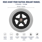 Roue pleine pour fauteuil roulant manuel 176 mm 7 pouces