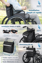 Sac de rangement fauteuil roulant – Grande capacité, imperméable et facile à fixer ADAPT MOBILITE