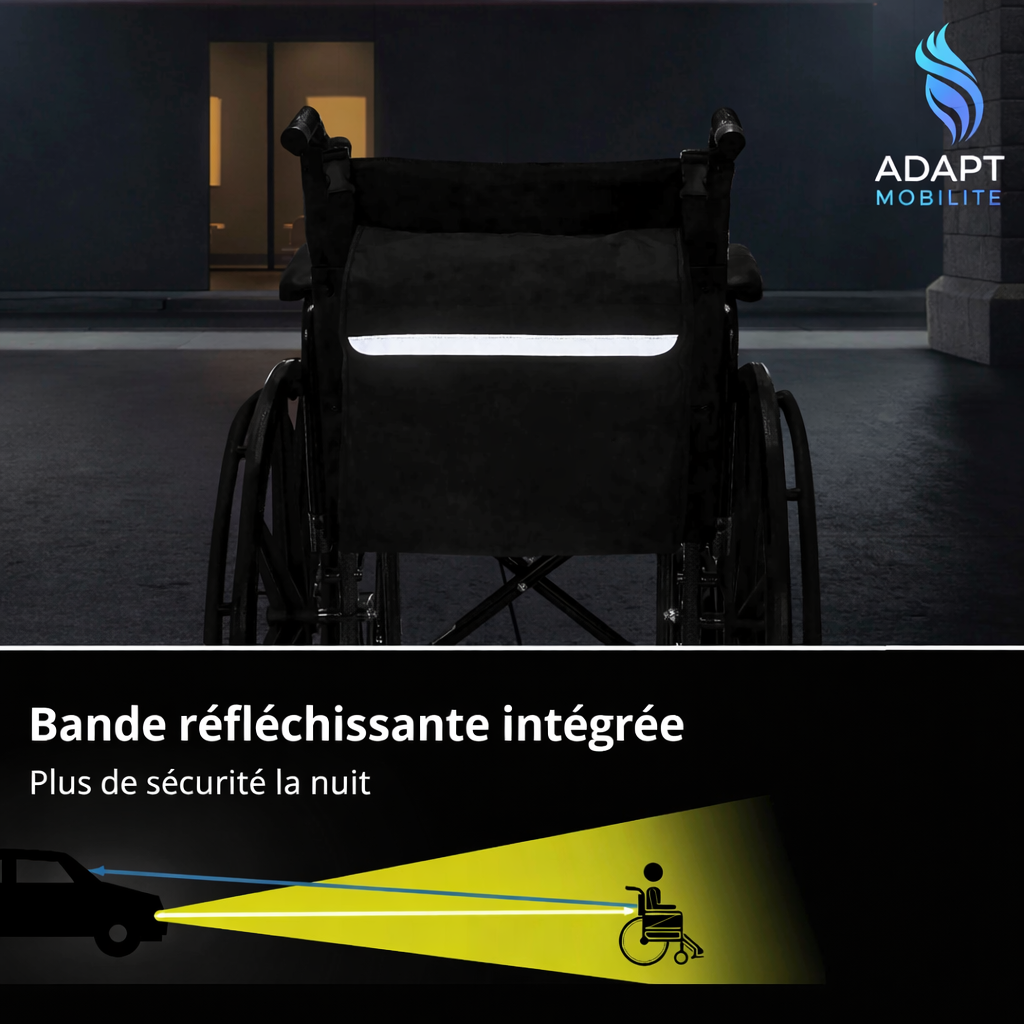 Sac de rangement fauteuil roulant – Grande capacité, imperméable et facile à fixer ADAPT MOBILITE