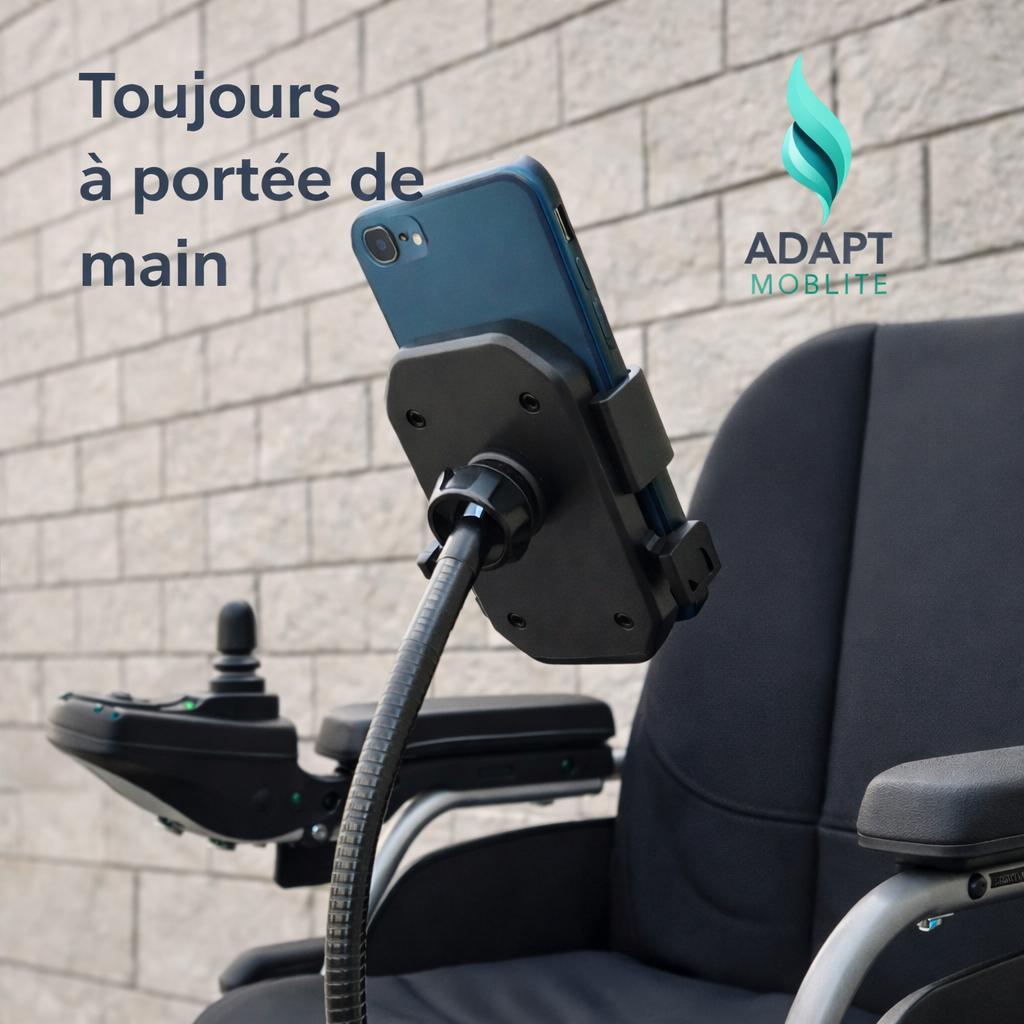 Support téléphone fauteuil roulant flexible ADAPT MOBILITE