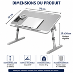 Table de lit avec hauteur réglable sur 5 niveaux de 27 à 36 cm