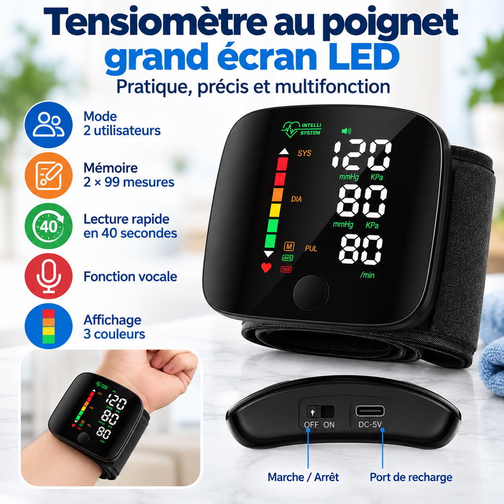 Kit tensiomètre, oxymètre et thermomètre disponible en version noire ou blanche