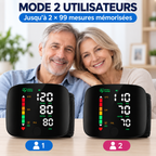 Tensiomètre au poignet avec indicateur couleur pour faciliter la lecture de la tension